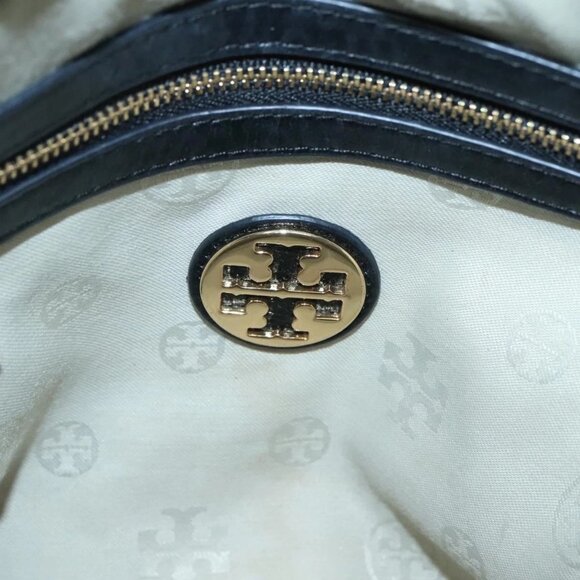 TORY BURCH Tote Bag Leather Black Gold Auth - Picture 11 of 16